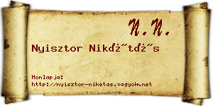Nyisztor Nikétás névjegykártya
